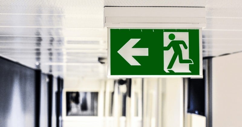 Exit sign showing the direction during an emergency